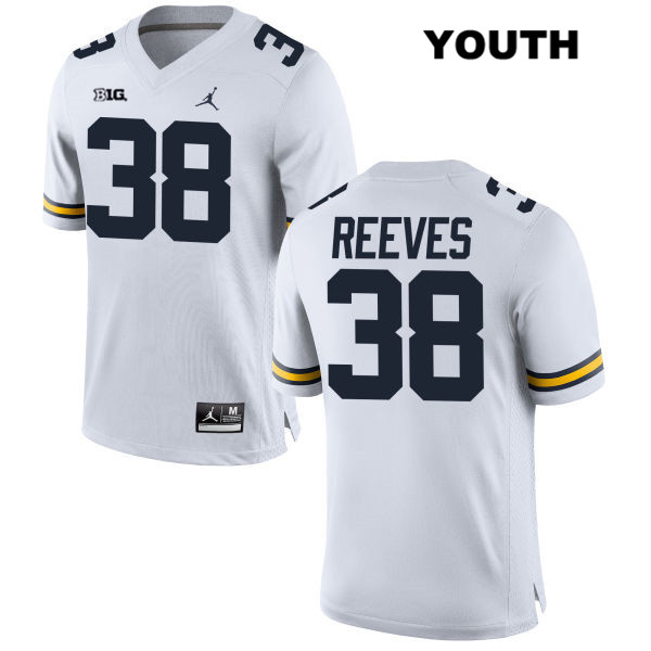 Youth NCAA Michigan Wolverines Geoffrey Reeves #38 White Jordan Brand Authentic Stitched Football College Jersey YX25L72LR